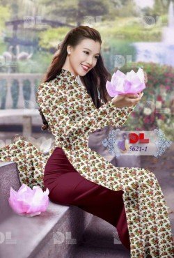 vải áo dài hoa nhí nguyên áo 5621