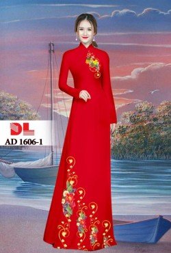 Vải áo dài hoa in 3D 1606