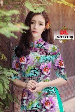 Vải áo dài hoa lá 1671 AD 1671