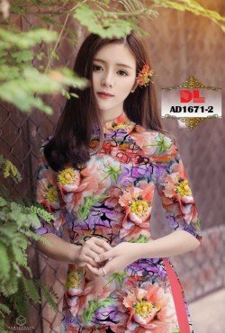 Vải áo dài hoa lá 1671 AD 1671