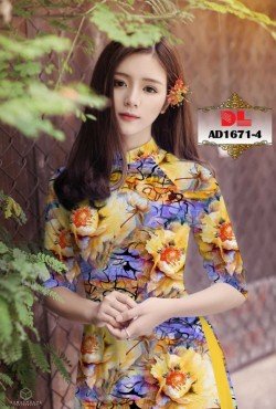 Vải áo dài hoa lá 1671 AD 1671