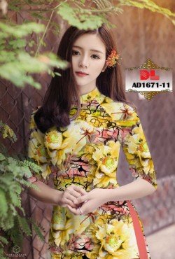 Vải áo dài hoa lá 1671 AD 1671