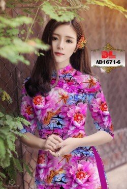 Vải áo dài hoa lá 1671 AD 1671