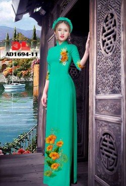 Vải áo dài hoa mẫu đơn 1694 AD 1694