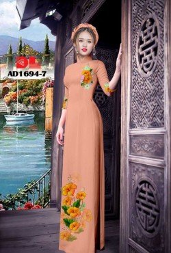 Vải áo dài hoa mẫu đơn 1694 AD 1694