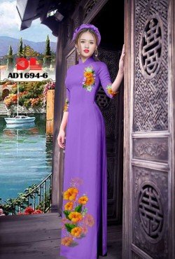 Vải áo dài hoa mẫu đơn 1694 AD 1694