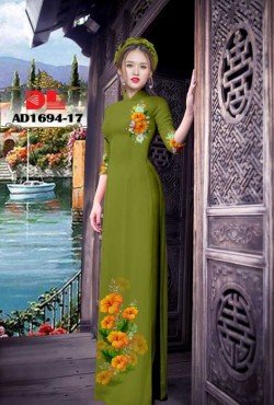 Vải áo dài hoa mẫu đơn 1694 AD 1694