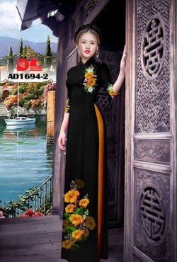 Vải áo dài hoa mẫu đơn 1694 AD 1694