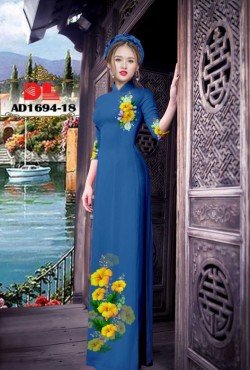 Vải áo dài hoa mẫu đơn 1694 AD 1694