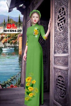 Vải áo dài hoa mẫu đơn 1694 AD 1694