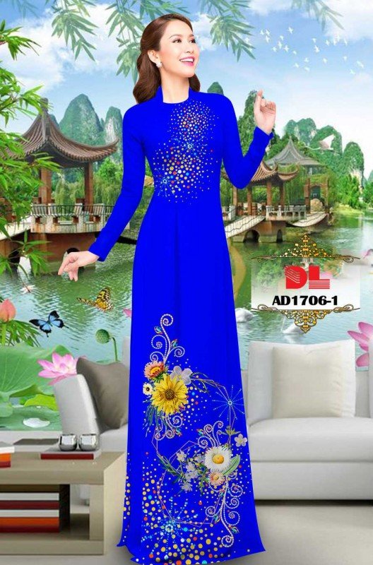 Vải áo dài hoa cúc 1706