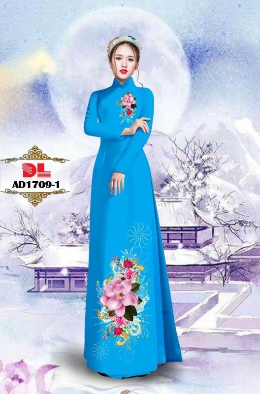 Vải áo dài hoa hồng 1709