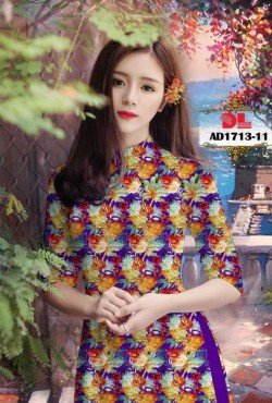 vải áo dài hoa lá 1713 AD 1713
