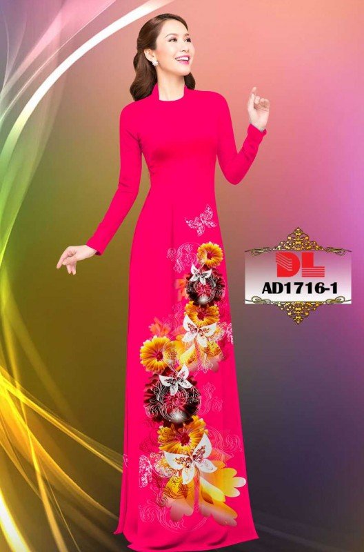 Vải áo dài hoa cúc 1716