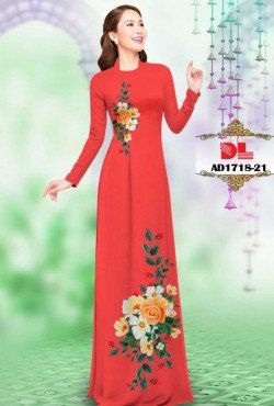 Vải áo dài hoa hồng 1718 AD 1718