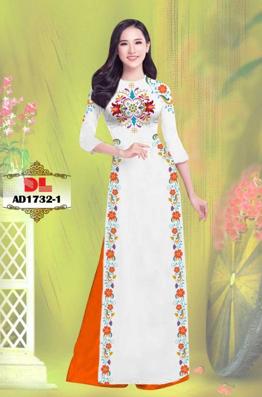 Vải áo dài hoa 1732