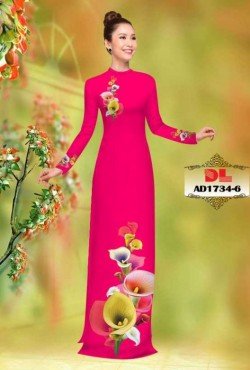 Vải áo dài hoa mẫu đơn 1734 AD 1734
