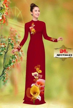 Vải áo dài hoa mẫu đơn 1734 AD 1734