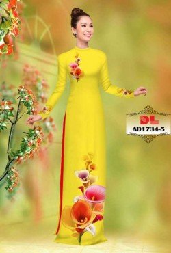 Vải áo dài hoa mẫu đơn 1734 AD 1734