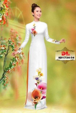 Vải áo dài hoa mẫu đơn 1734 AD 1734