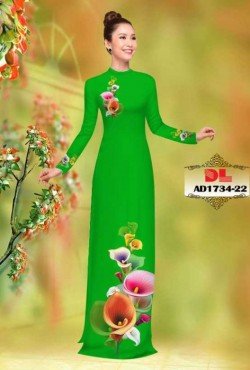 Vải áo dài hoa mẫu đơn 1734 AD 1734