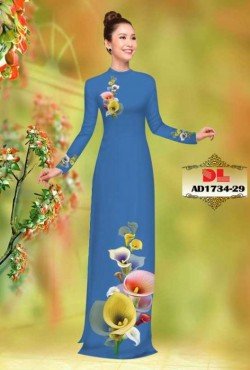 Vải áo dài hoa mẫu đơn 1734 AD 1734