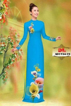 Vải áo dài hoa mẫu đơn 1734 AD 1734