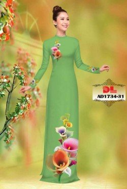 Vải áo dài hoa mẫu đơn 1734 AD 1734