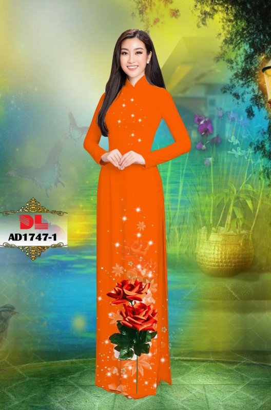 Vải áo dài hoa hồng 1747