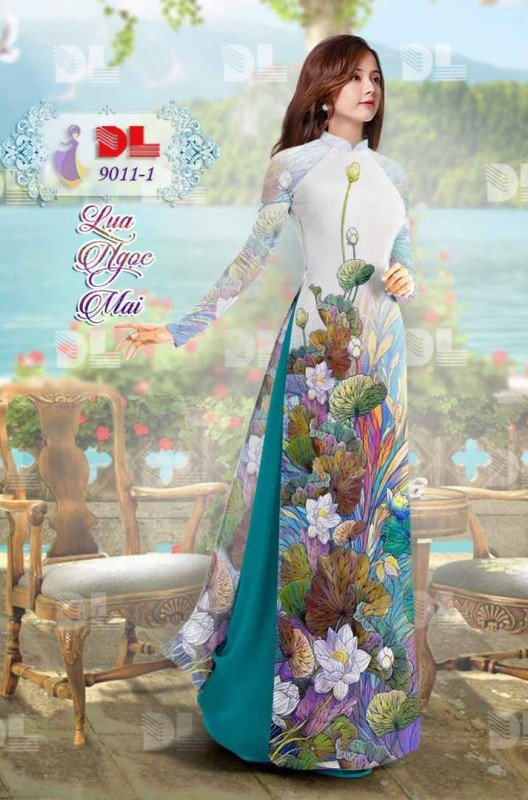 ải áo dài hoa Sen 9011