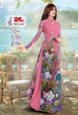 ải áo dài hoa Sen 9011 9011