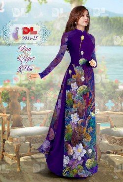 ải áo dài hoa Sen 9011 9011