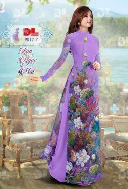 ải áo dài hoa Sen 9011 9011
