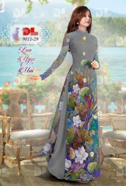 ải áo dài hoa Sen 9011 9011
