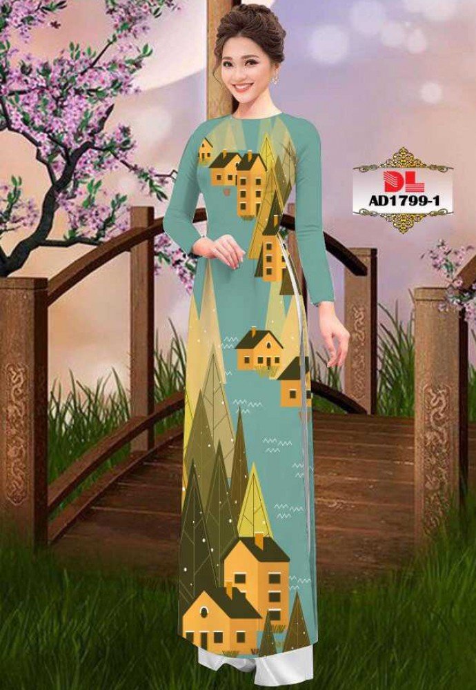 Vải áo dài phong cảnh 1799