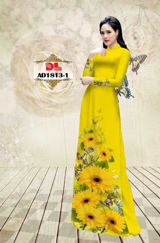 Vải áo dài hoa hướng dương 1813