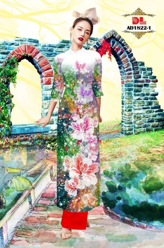Vải áo dài hoa 1822