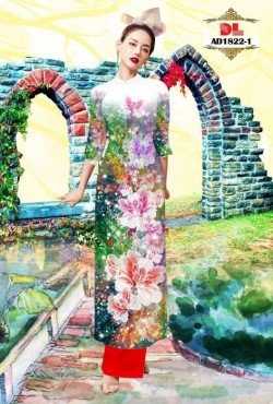Vải áo dài hoa 1822