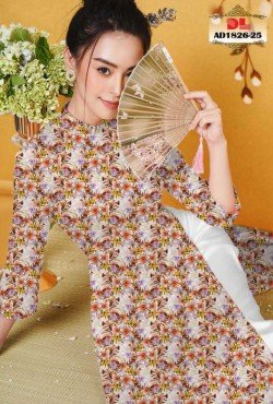 Vải áo dài hoa chấm bi 1826 AD 1826