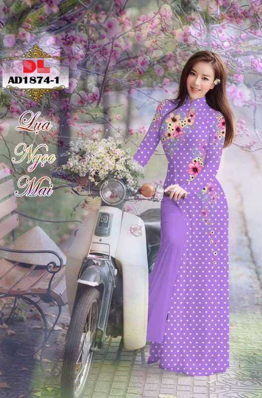 Vải áo dài chấm bi 1874
