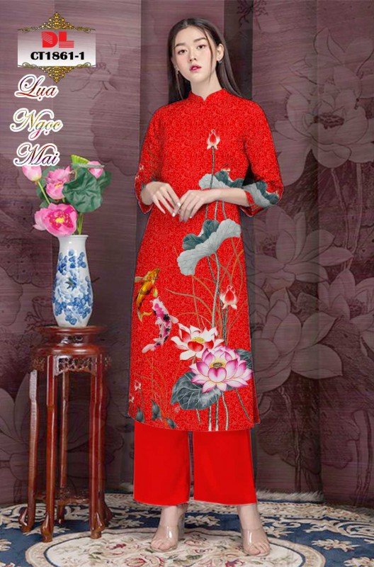 Vải áo dài cách tân hoa sen 1861